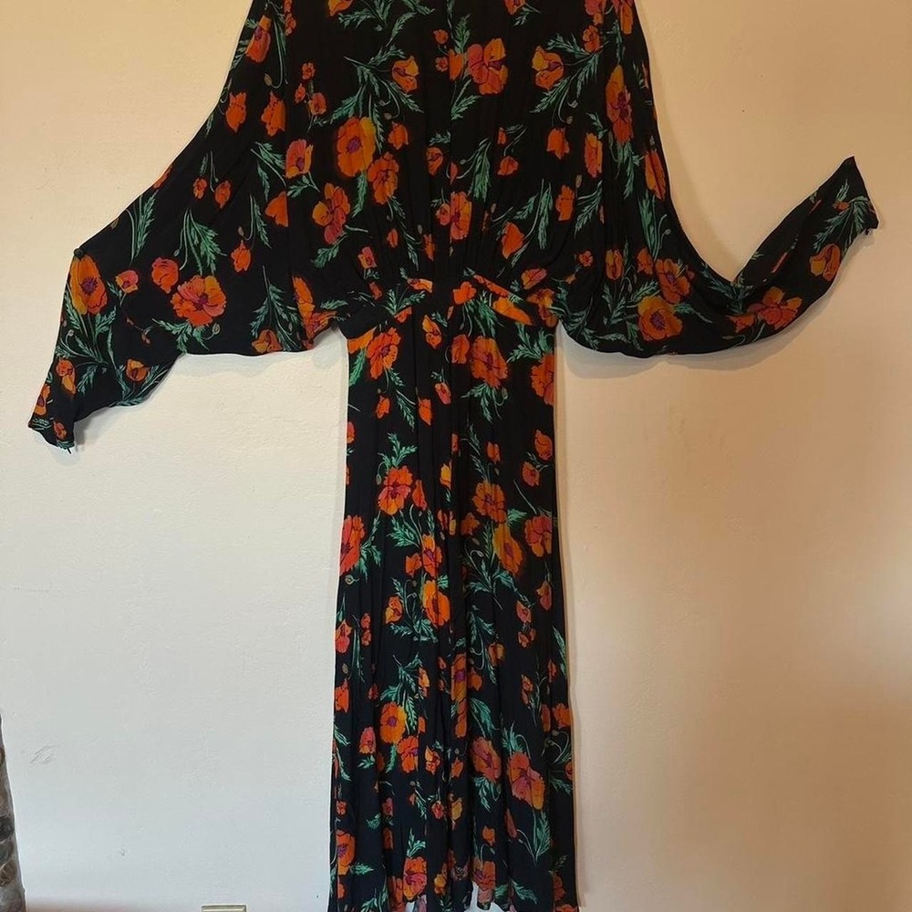 NWOT Nasty Gal black floral maxi dress with cold shoulder and‎ cinched waist